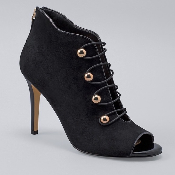 SUEDE PEEP-TOE BOOTIES - Picture 1 of 4